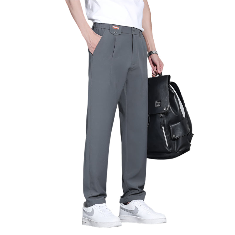 Men's Casual Business Formal Pants Micro Elasticity Mid Waist  Polyester Fiber Fashionable Men's Casual Formal Pants