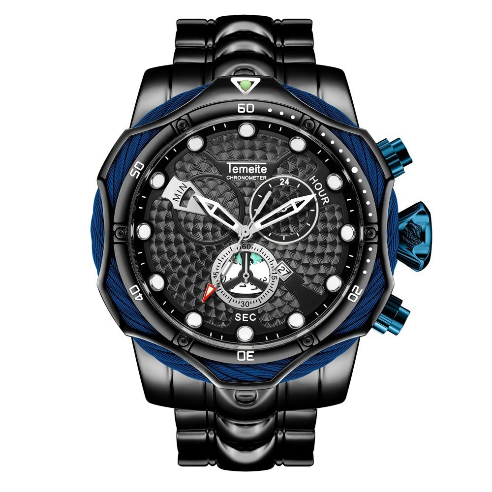 Temeite Brand Luxury Design Men's Quartz Watch Steel Band Quartz Wristwatch