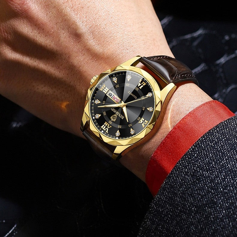 Man Luxury Fashion Waterproof Leather Band Sports Watch - Acquisti Online