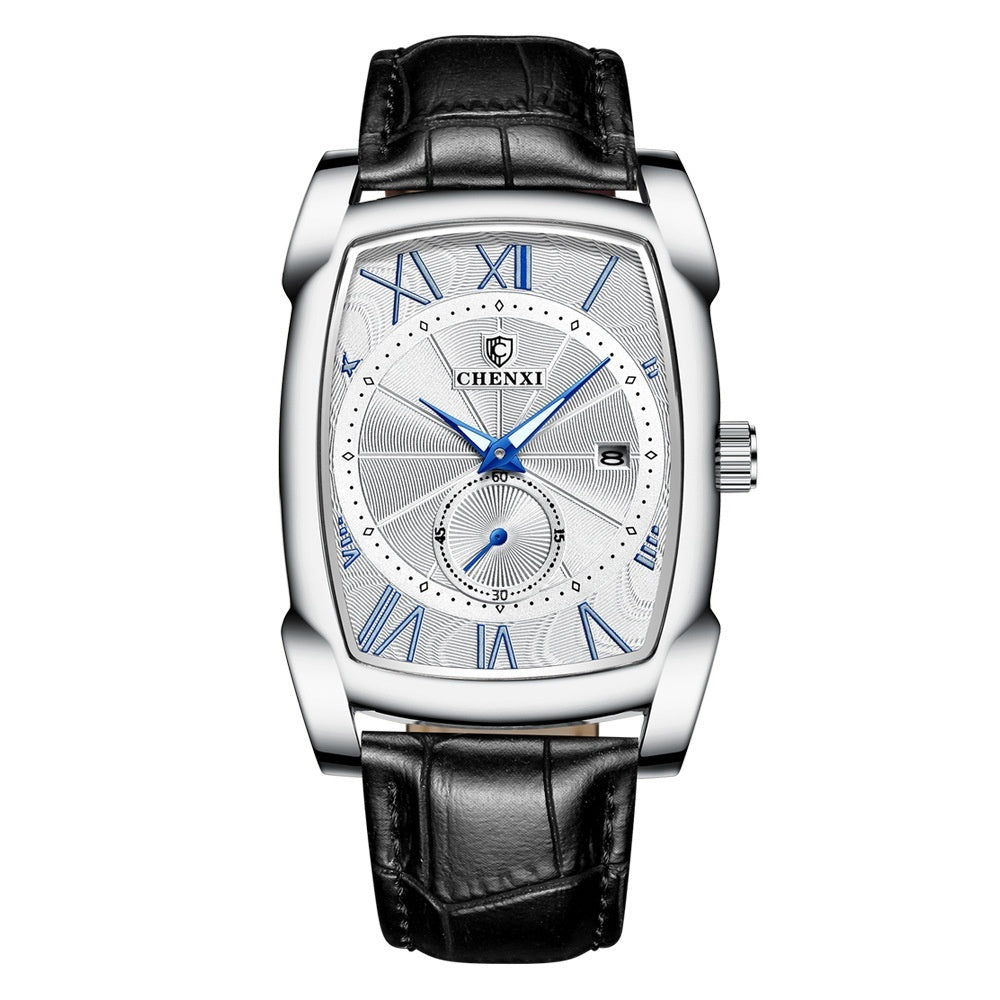 CHENXI Brand Vintage Men's Watch Retro Genuine Leather Strap Watches Roman Numerals Antique Square Men's Watches Waterproof Men's Luminous Calendar Fashion Quartz Watch - Acquisti Online