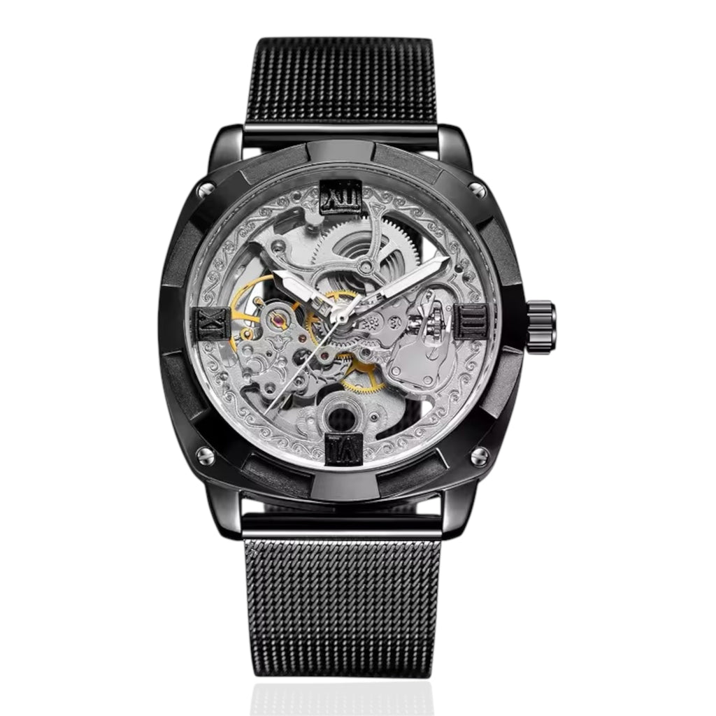 Men's Business Watches Automatic Mechanical Wristwatch with Steel Band Mechanical Watch Men Stainless Steel  30M Water Resistant Business Wristwatch