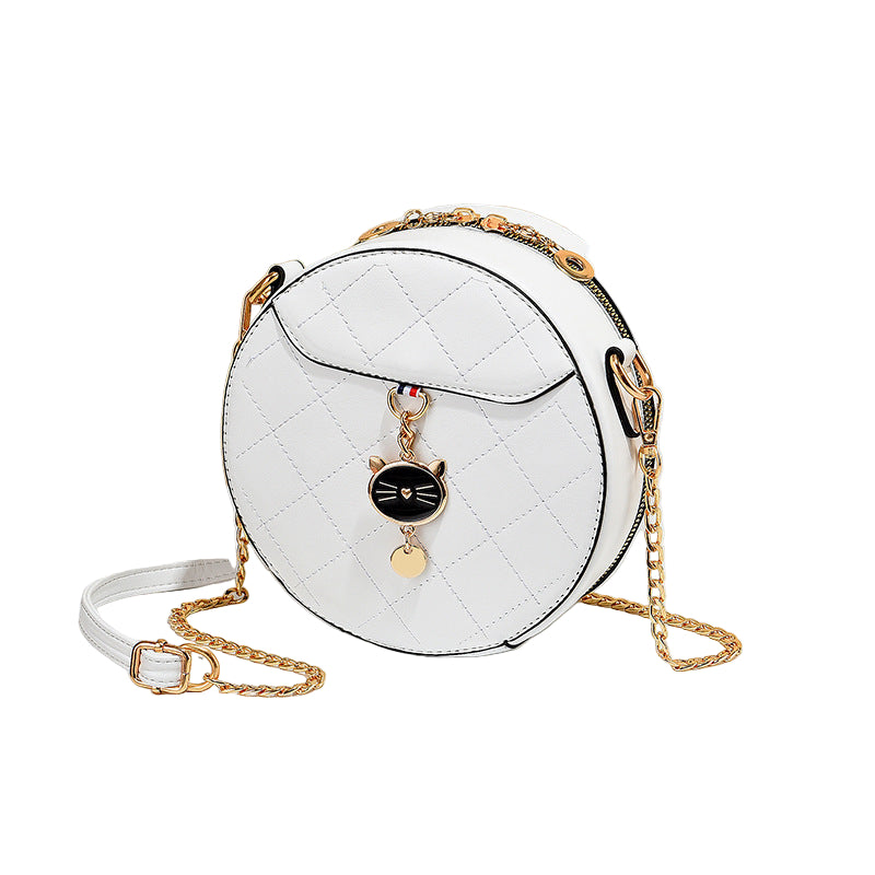 Kleine ronde tas voor dames, grote capaciteit, schoudertas voor dames, modieuze kettingriem, crossbodytas voor dames