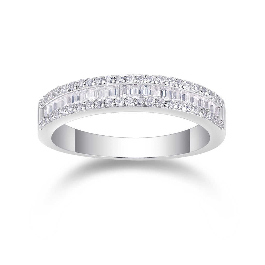 Arrange The Square Diamond Ring Luxury Fashion Moissanite Silver Ring