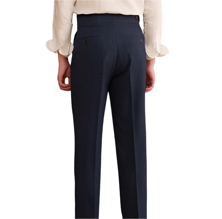 Heren modieuze zakelijke casual formele broek effen kleur hoge taille rechte broek ademende heren casual broeken