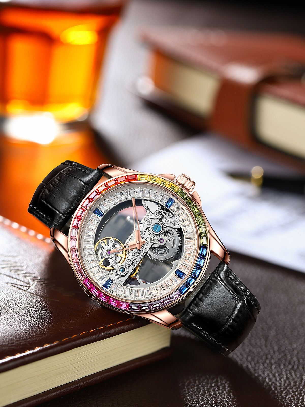 Men's watch top brand luxury watch for men automatic mechanical watch hollow out diamond color fashion men's watch montre homme