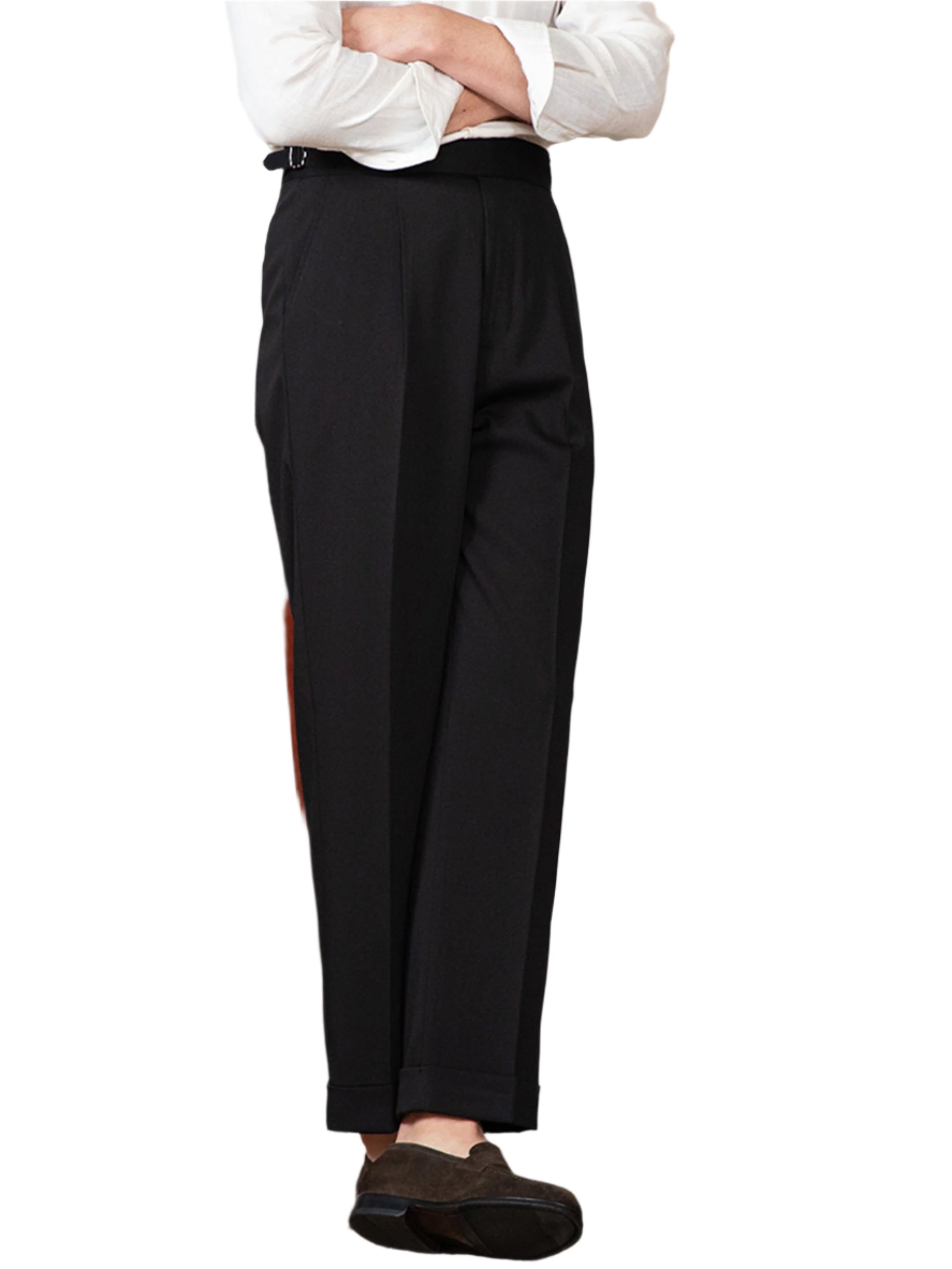 Heren Modieus Hoge Taille Recht Formeel Pak Casual Broek Rechte Pijp Micro-elastische Heren Formeel Casual Broek