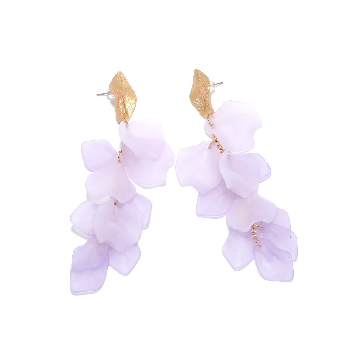 Damesoorbellen met bloemenmotief, opvallende oorbellen, elegante oorbellen met meerdere lagen harsblaadjes voor een stijlvolle uitstraling.