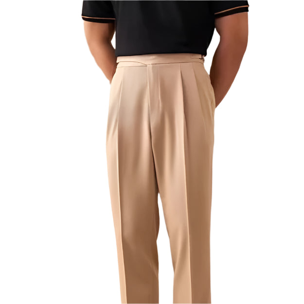 Men's Fashionable Casual Formal Pants British Style Leisure Commute Solid Color pant Mid Waist Men's Casual Pants
