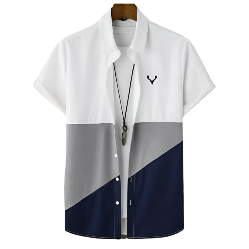 Men's Fashionable Casual Shirt Solid Color Floral 3D Printed Polyester Fiber Shirt Floral-Print Hawaiian Men's Casual Shirt