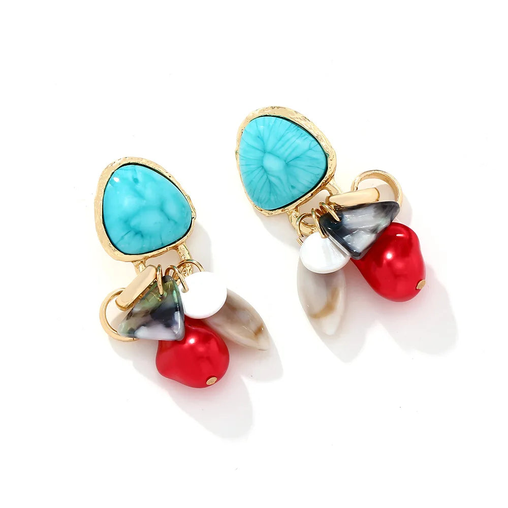 European and American imitation gemstone Women's earrings