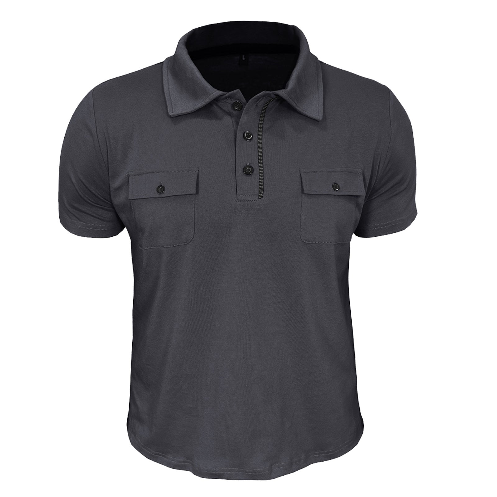Men's Outdoor Sports Twill T-Shirt Short Sleeve Tactical Rollover Polo Loose Pocket Anti-Wrinkle Lapel Button Fashion Shirt - Acquisti Online