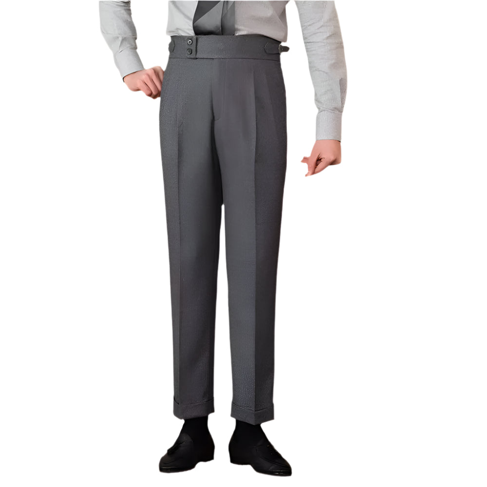 Men's Casual Straight Slim Fit Buckle Suit Pants