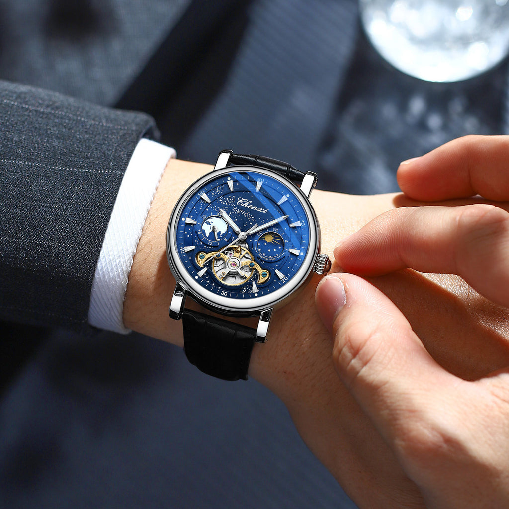CHENXI Mens Automatic Mechanical Watch Tourbillon Luxury Quartz Waterproof Luminous Wristwatch