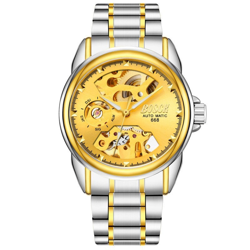 Men's Fashionable Automatic Mechanical Movement Watch Steel Band Waterproof Man Classic Fashion Watch - Acquisti Online
