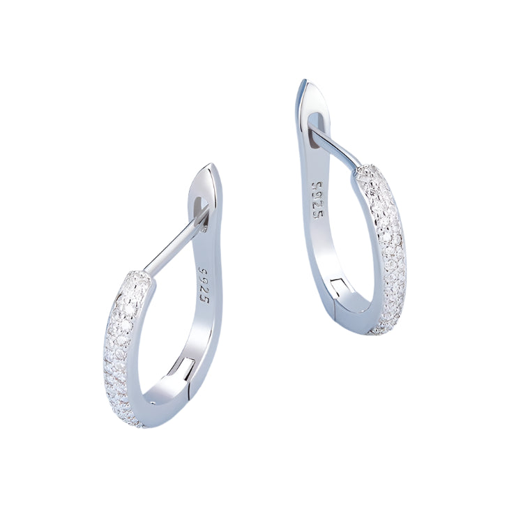 Sterling zilveren S925 eenvoudige zirkoon oorclip witgoud verguld glad