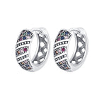 Delicate Retro Thai Silver Chaoren Ring Earrings With Micro Inlaid Colorful Zircon Earrings