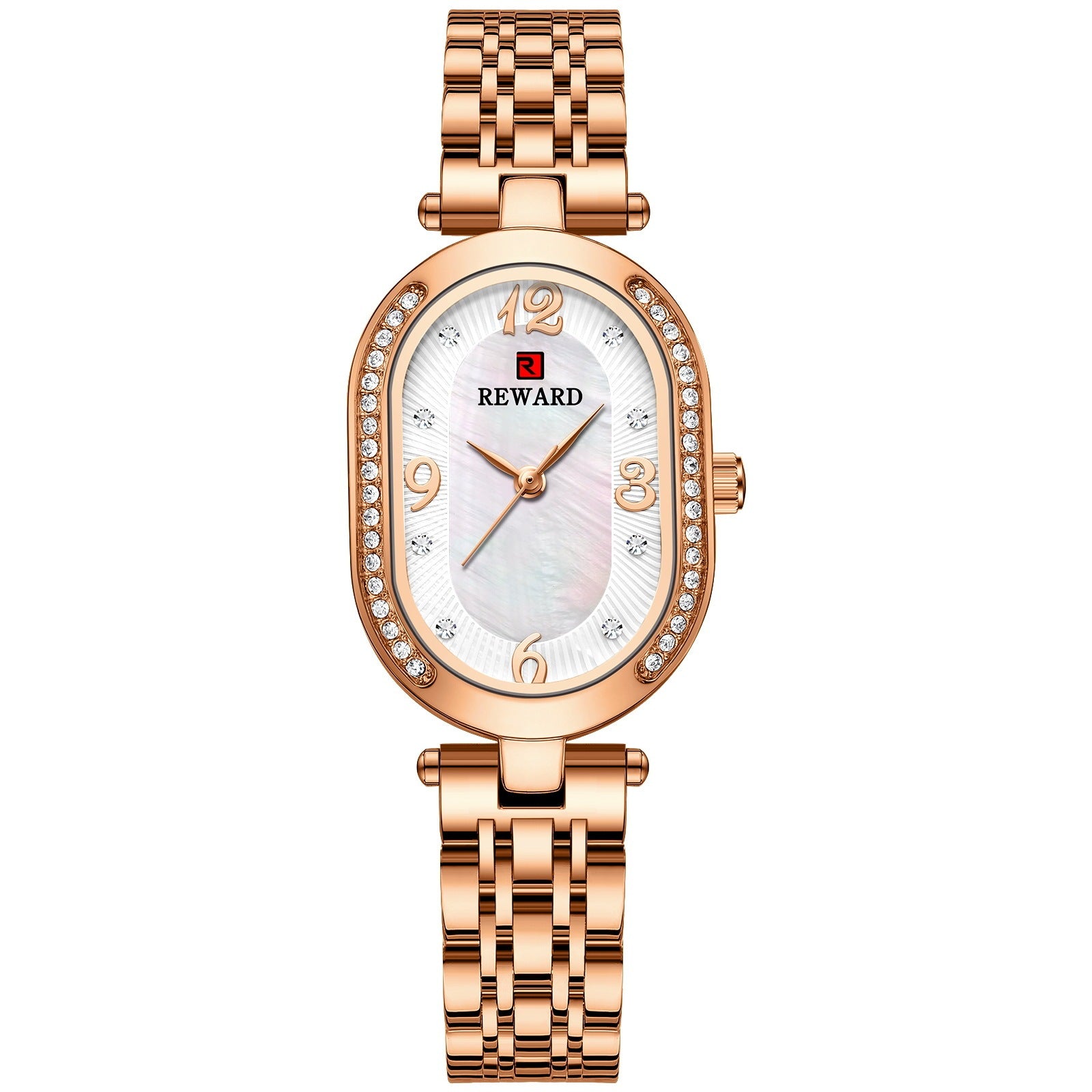 REWARD Women's Luxury Quartz Watch Stainless Steel Band Rhinstone Crafted Waterproof Women Quartz Watch
