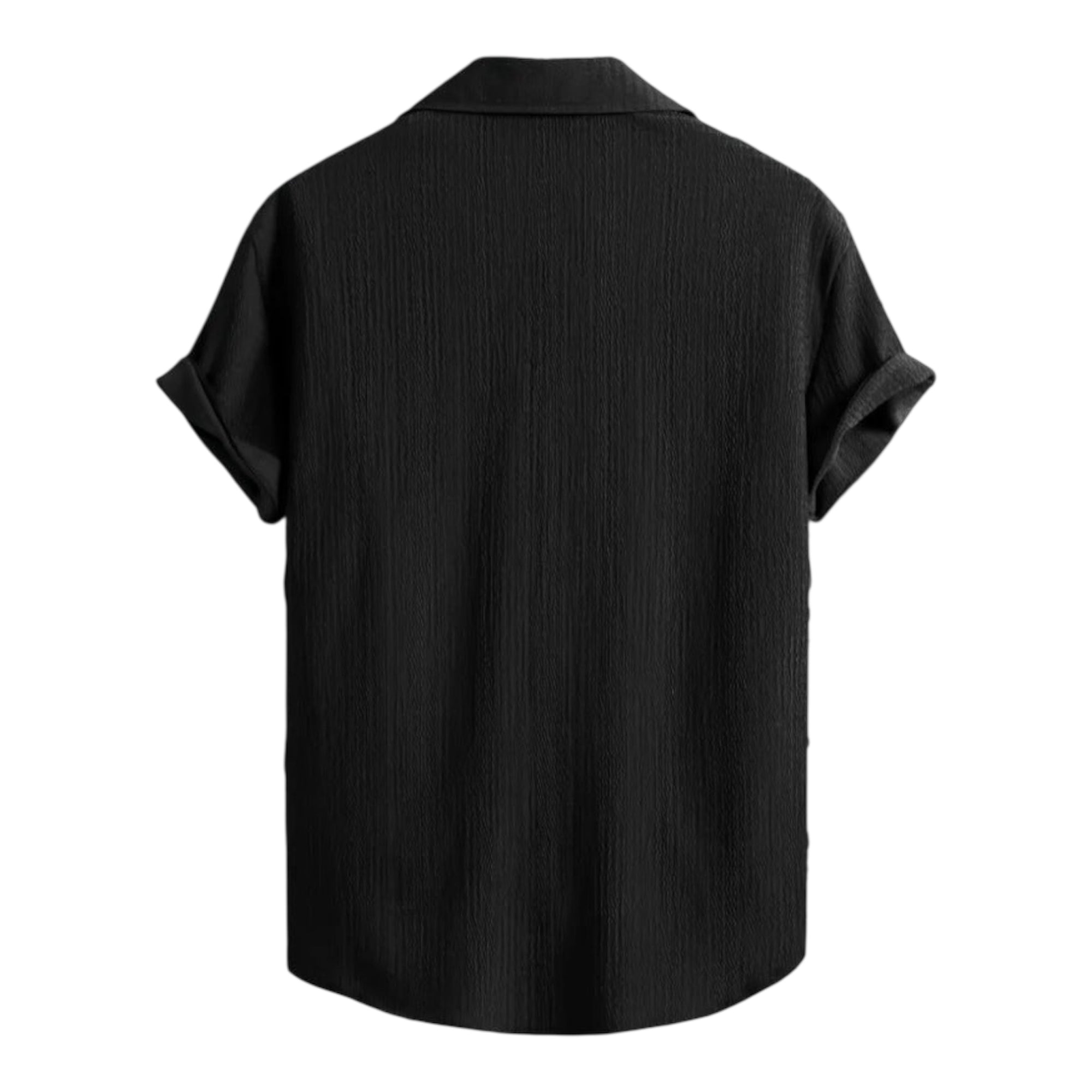 Men's Fashionable Casual Shirt Solid Color Polyester Fiber Leisure Wrinkle Fashion Men's Short Sleeve Shirt