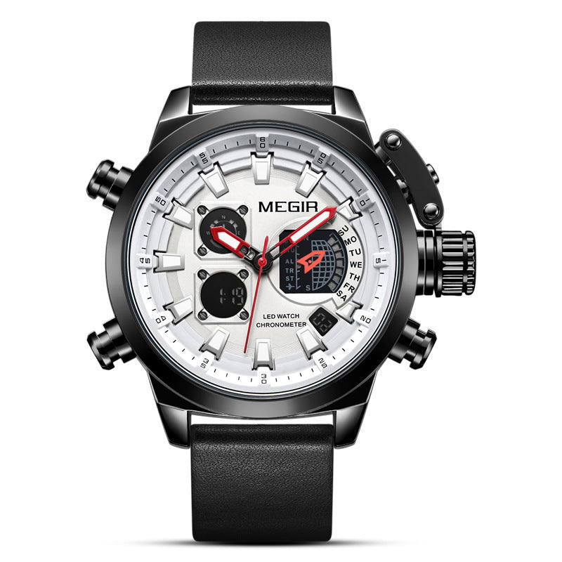 Orologio al quarzo in pelle luminosa con sveglia multifunzionale