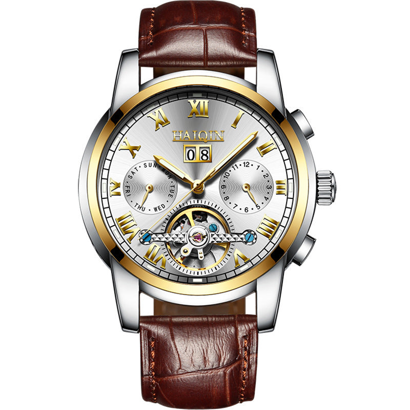 Orologio meccanico automatico da uomo con tourbillon cavo luminoso e impermeabile alla moda