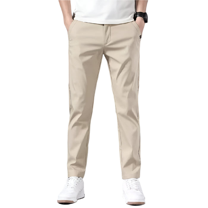 Heren modieuze zakelijke casual formele broek effen kleur polyester dun recht micro elasticiteit heren casual broek