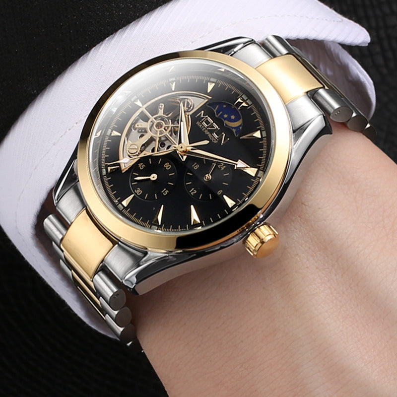 Orologio meccanico automatico da uomo a sei lancette e tre contatori