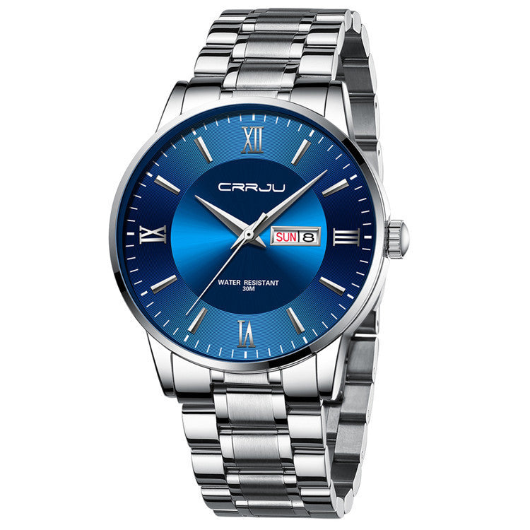 CRRJU Men's Classic Fashion Watch Automatic Quartz Movement Steel Band Waterproof Man Watch - Acquisti Online