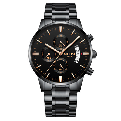Men Watch Chronograph Sport Mens Waterproof Full Steel Quartz watch