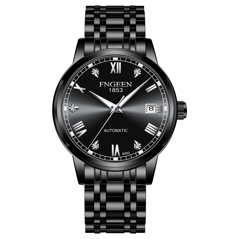 FNGEEN Top Brand Luxury Fashion Green Mechanical Watch for Men Stainless Steel Waterproof Sports Automatic Calendar Men's Watch - Acquisti Online