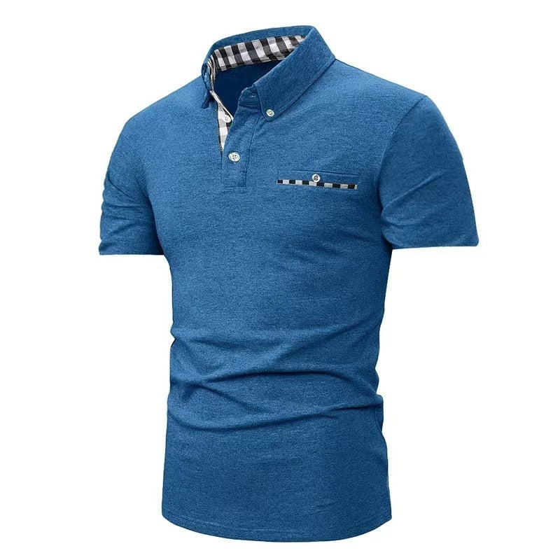 European And American Style Men's Clothing Plaid Short-sleeved Top - Acquisti Online