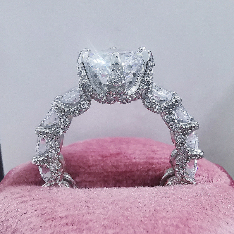 Simple Women's Diamond Copper Set Zircon Ring - Acquisti Online