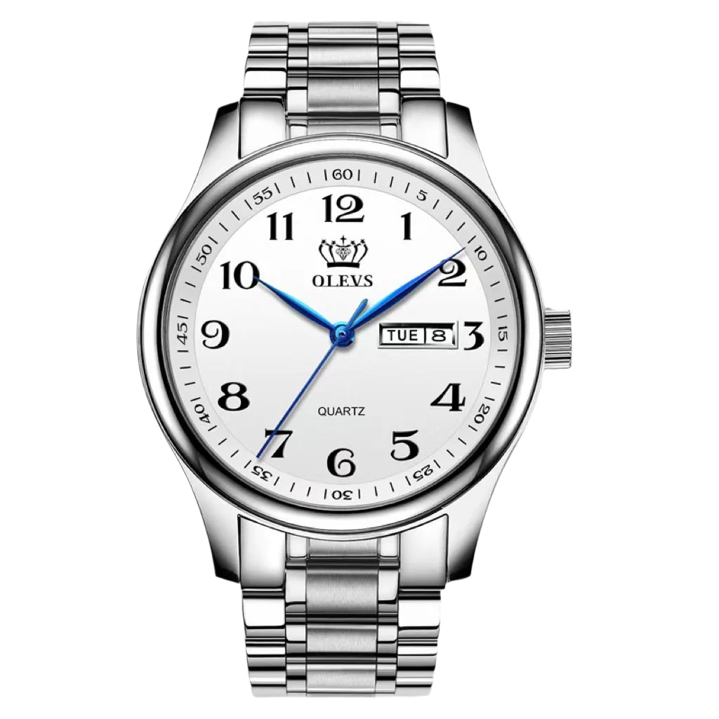 OLEVS Luxury Couple Quartz Watch Elegant Stainless Steel Watch Luminous Waterproof Week Date Quartz Wristwatch - Acquisti Online