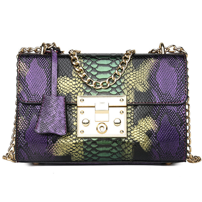 Damesmode Schoudertas met slot en ketting, kleine vierkante tas, originele leren tas, grote capaciteit dames schoudertas