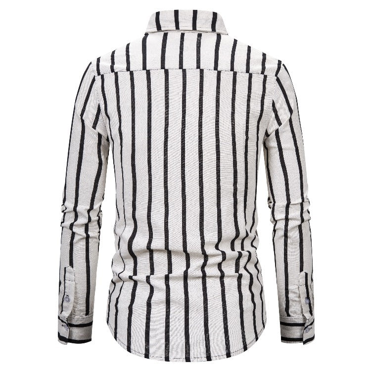 Camicia da uomo a maniche lunghe in flanella vintage di alta qualità, stampata in 3D, traspirante, con colletto rialzato