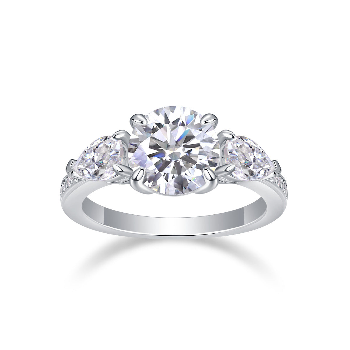 Large Diamond Ring Luxury Fashion Set Moissanite Silver Ring