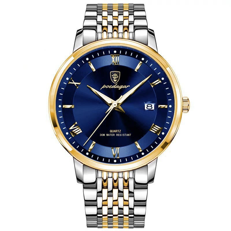 POEDAGAR Luxury Watch Korean Style Brand Men Sports Waterproof Week Date Quartz Wristwatches Luminous Stainless Steel Men's Watch - Acquisti Online