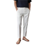 Men's White Cotton Linen Fabric Men's Casual Pants Breathable