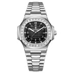 POEDAGAR Fashion Square Watch Men with Date Stainless Steel Quartz Wrist Watch High Quality Waterproof Luminous Men's Watch
