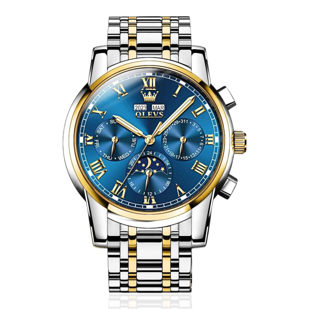 OLEVS Original Automatic Mechanical Watch Luxury Business Calendar Moon Phase Waterproof Luminous Automatic Mechanical Men's Watch - Acquisti Online