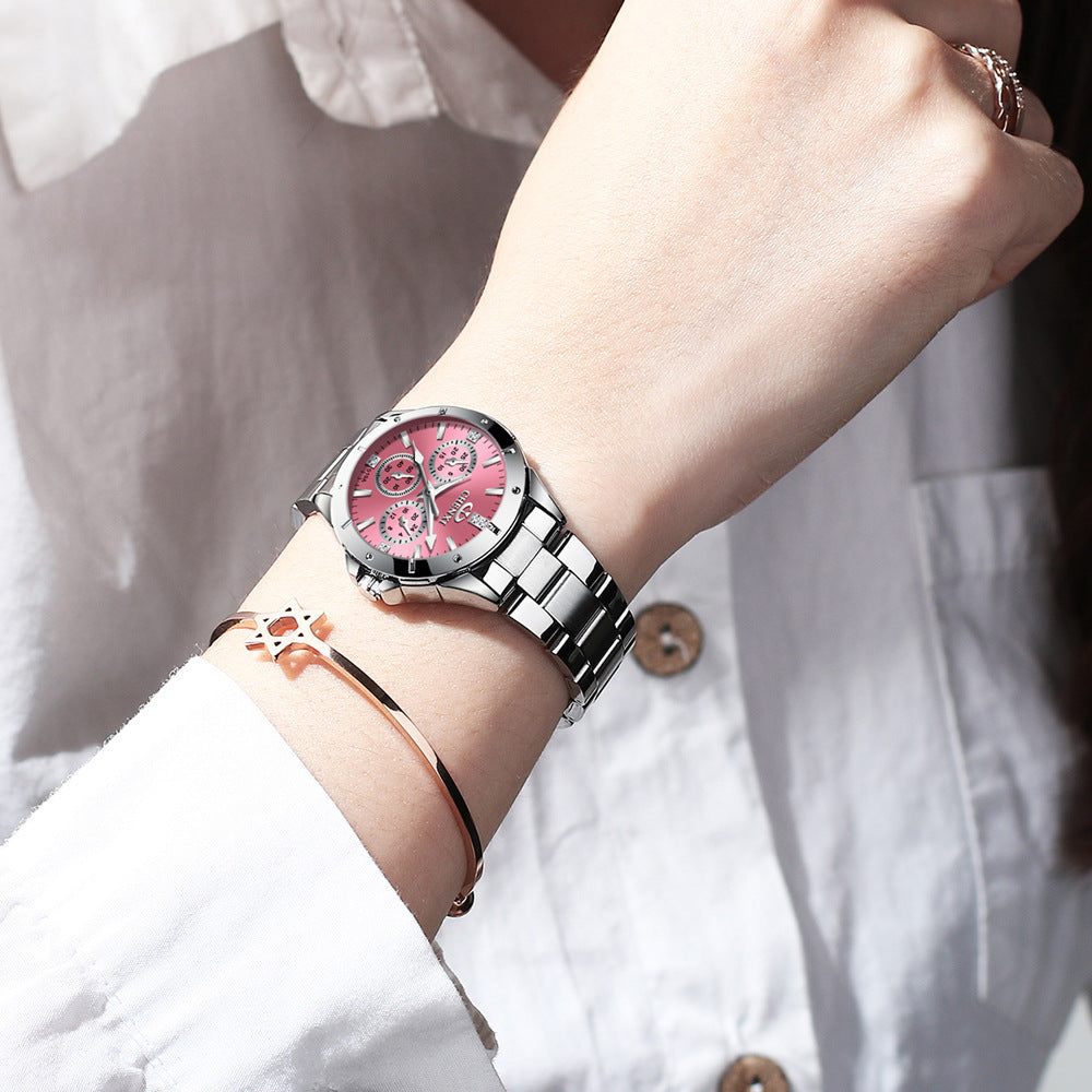 CHENXI Koppelhorloges Cadeau Lover Horloges Mode Vrouwen Roestvrij Staal Waterdicht Kwarts Polshorloge