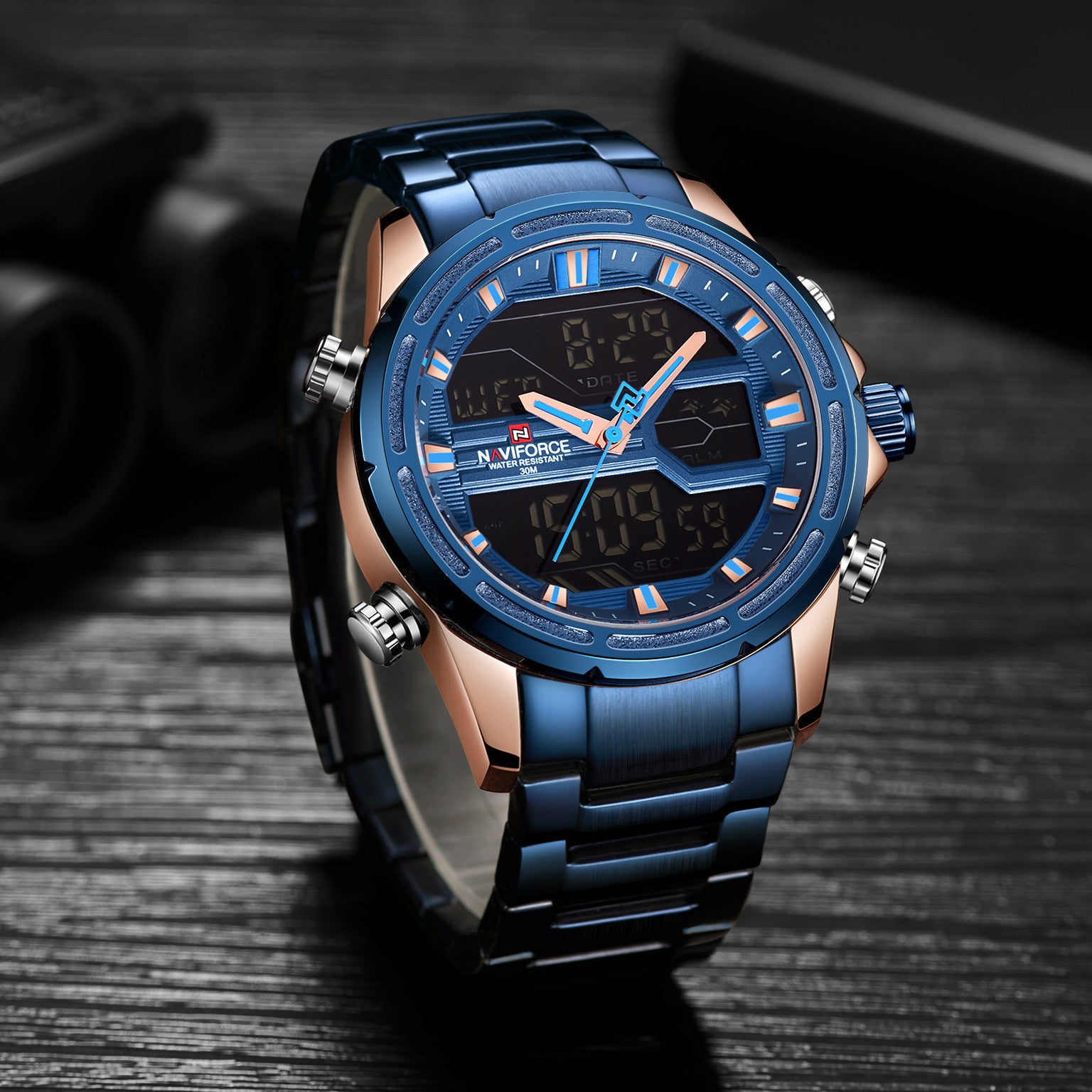 Waterdicht herenhorloge met stalen band en quartzhorloge