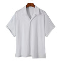Men's Fashionable Casual Shirt Polyester Fiber Loose Shirt Cardigan Casual Hawaiian Beach Men's Fashion Striped Shirt