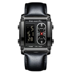 Men's Creative Steel Belt Electronic Watch Double Inserts Multi-functional Waterproof Watch