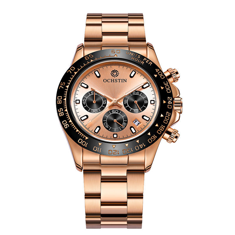 Men's Luxury Top Brand OCHSTIN Stainless Steel Band Waterproof Chronograph Quartz Watch