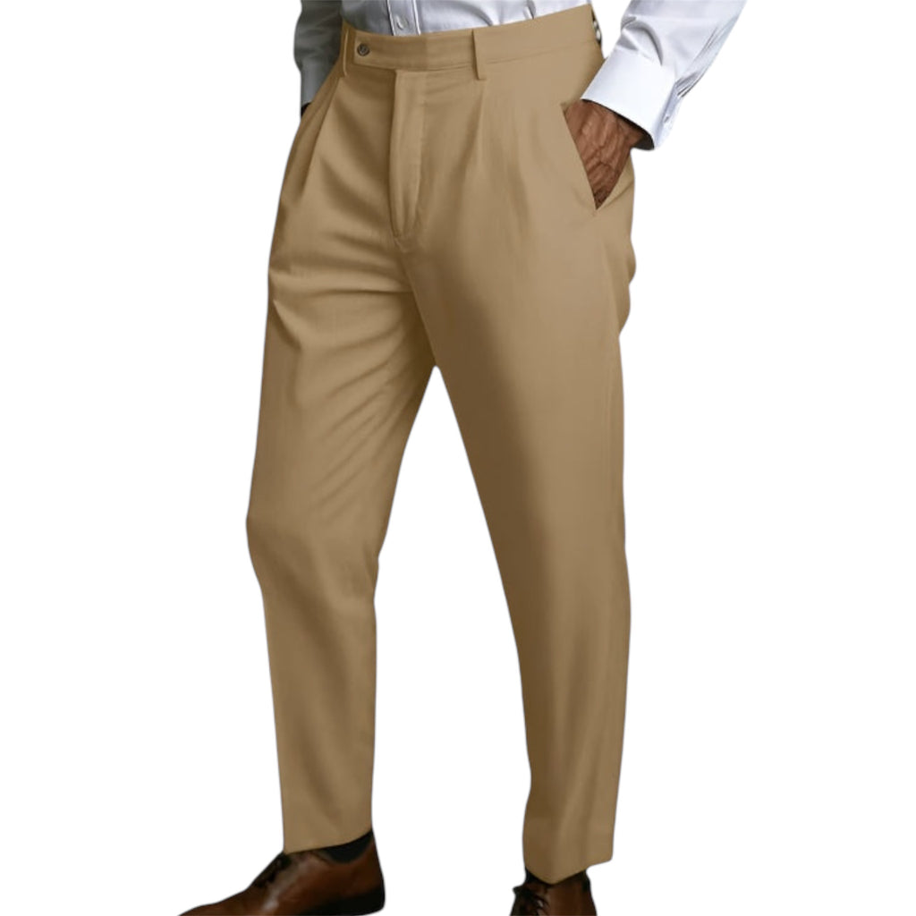 Men's Fashionable Business Casual Formal Pants Solid Color Mid Waist Linen Pocket Flat Comfortable Breathable Men's Pants