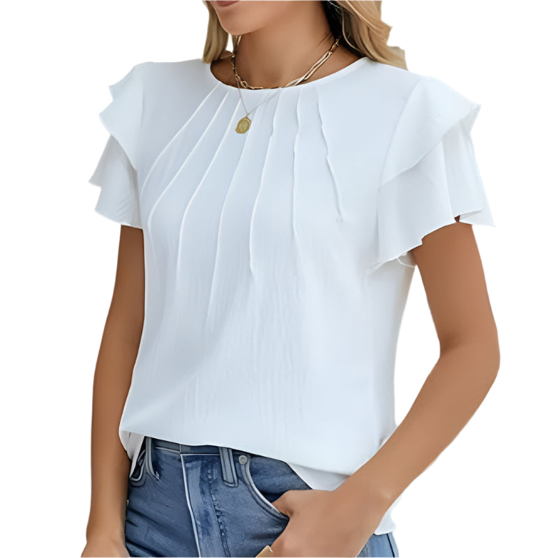 Dames Ruffle Shirts met Korte Mouwen