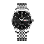 POEDAGAR Korean Style Luxury Men Quartz Watch Waterproof Week Date Quartz Stainless Steel Men Wrist Watches