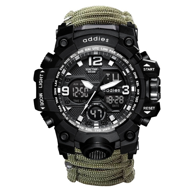 ADDIES Multifunctional Survival Watch Waterproof Military Bracelet Emergency Gear for Camping Hiking Watch