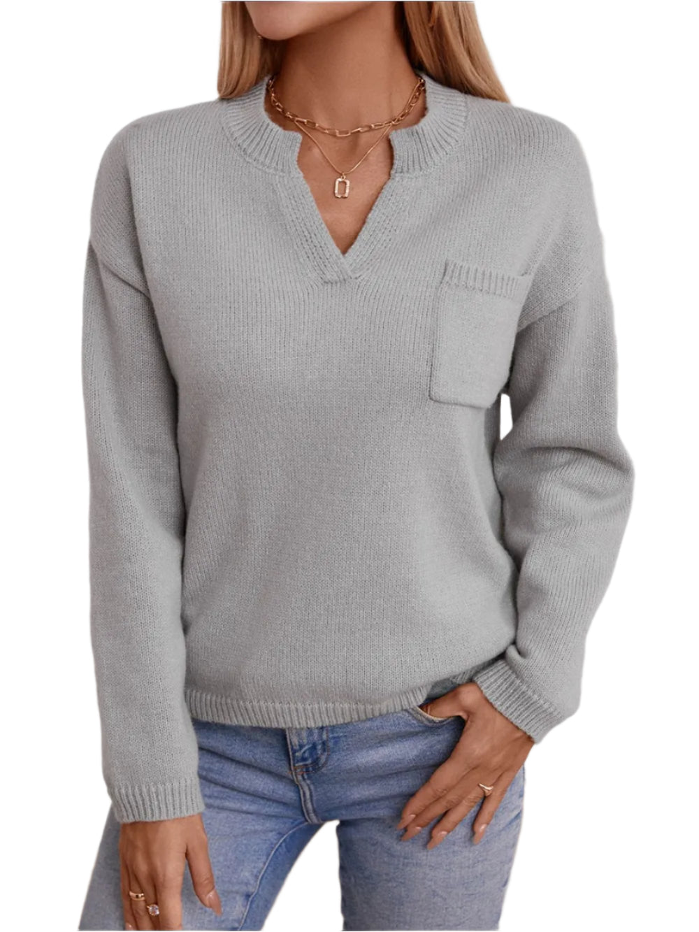 Dames pullover effen kleur zak casual losse cardigan