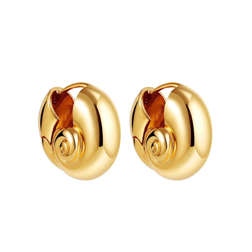 European and American fashion new novel design unique personality plated 18K gold temperament trendy spiral ear buckle